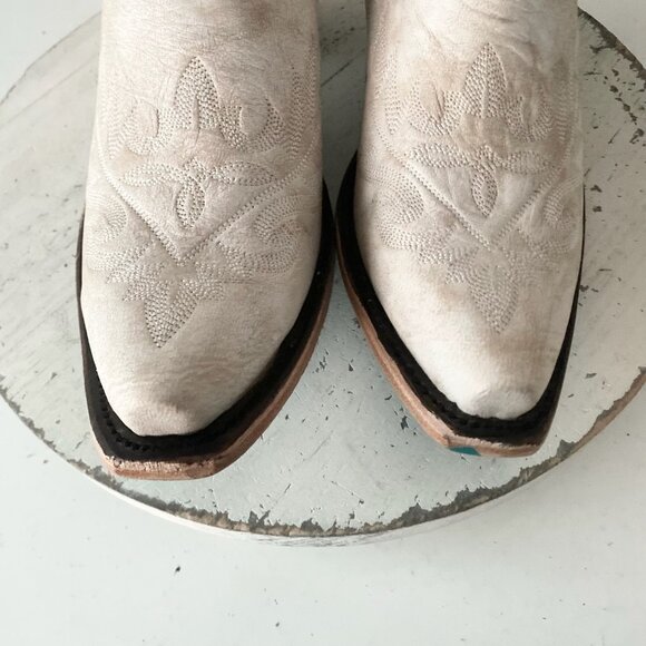 Lane LEXINGTON Knee High Tall Womens Cowboy Boots 8.5 White Western Cowgirl - Picture 10 of 13